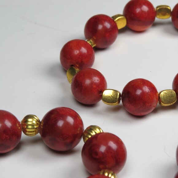 Genuine Bamboo Coral  18 plated Beads Bracelets X 3 Pieces Lot Sale. - Picture 5 of 6